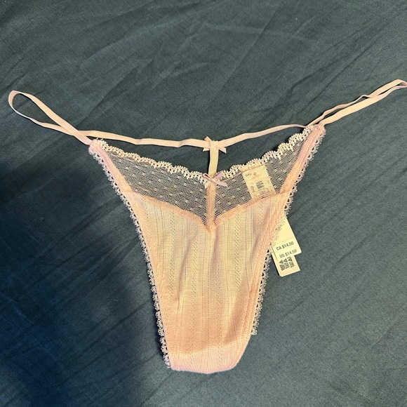 Victoria's Secret Other - Victoria's Secret Pale Pink Lace-Trim Thong